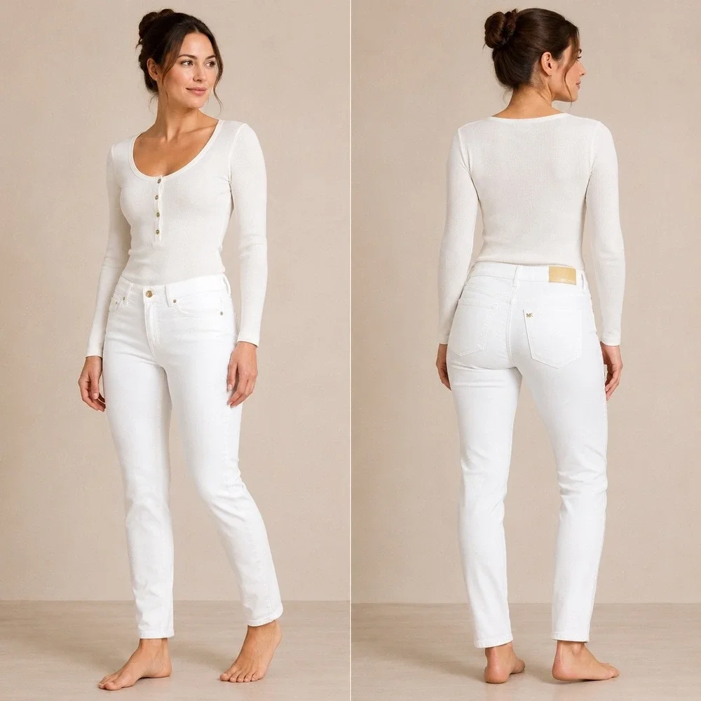 Michael Kors Womens Jeans 16W Cotton White Selma Skinny Ankle Denim Pants NWT